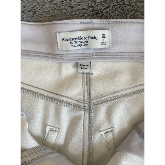 Abercrombie And Fitch High Rise the 90’s Relaxed Leather Pants Silver Glam 4 NWT - Picture 9 of 12